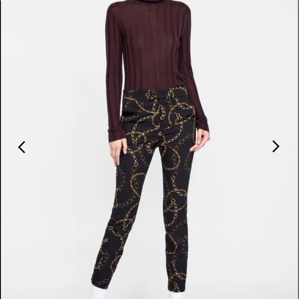 Zara Woman High Rise Skinny Chain Print size 4